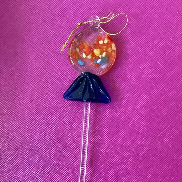 Vintage hand blown glass lollipop ornaments set of 5 plus 2 w stick missing - Picture 2 of 8